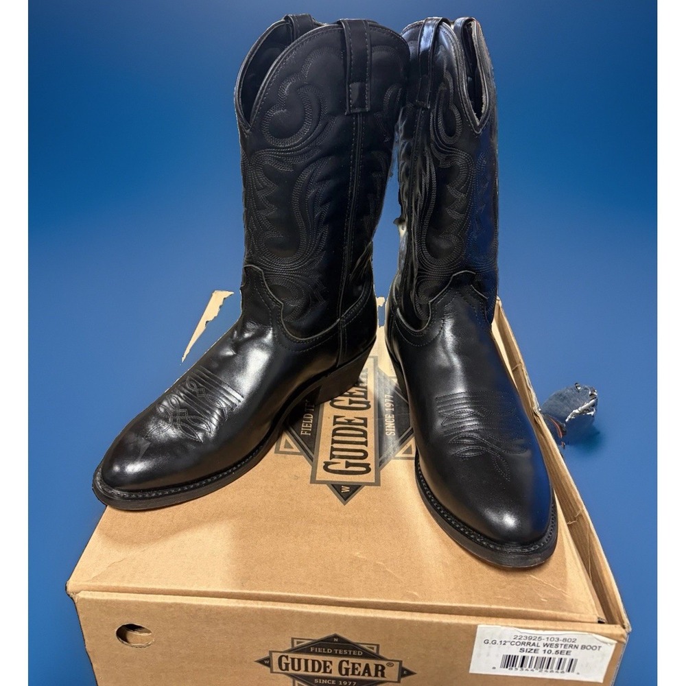 Men's Guide Gear 12" Corral Western Boots Sz 10.5‎  EE Black New